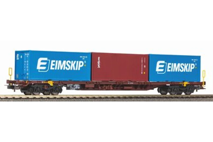 Carro porta-container Sgnss NS VI, caricato con 3 container