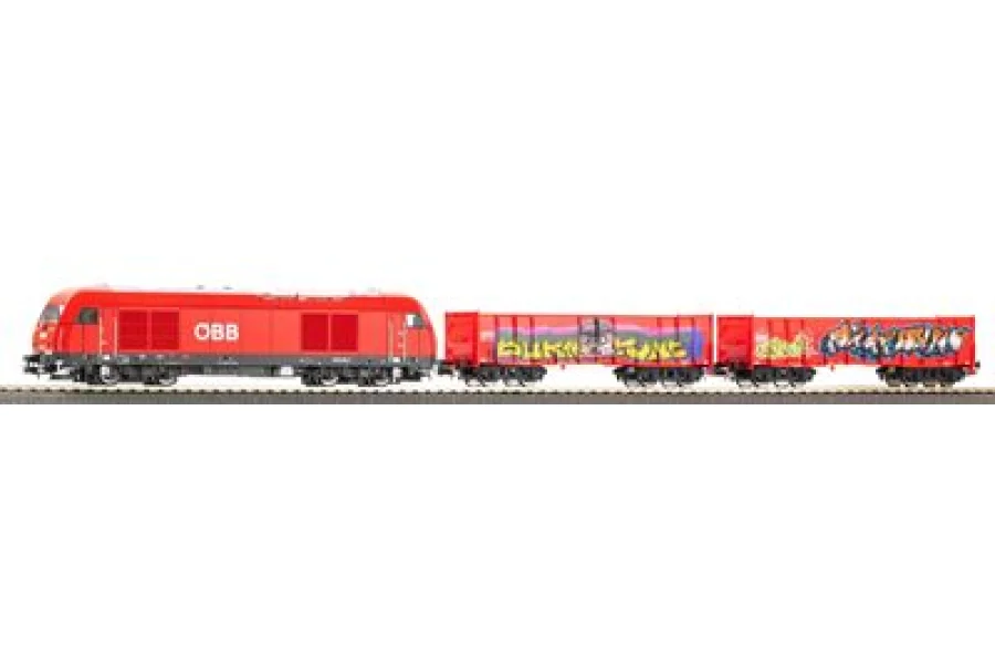 Startset kids goederentrein Rh 2016 ÖBB met twee open goederenwagens Eaos
