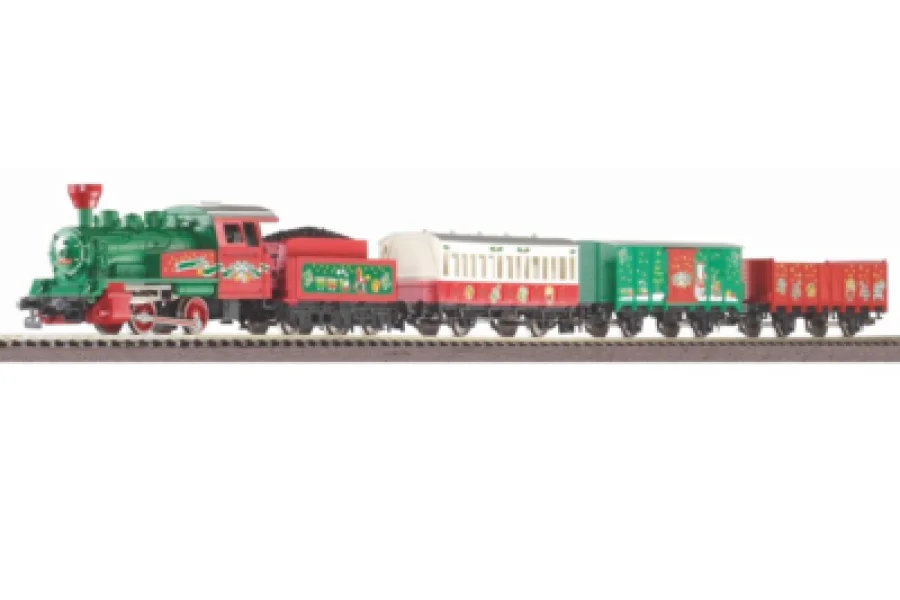 Coffret de départ avec voie ballastée Train de Noël locomotive à vapeur avec tender