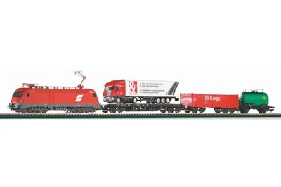 Kezdő szett ágyazatos sínnel Taurus ÖBB tehervagonokkal