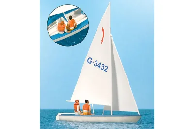 Preiser 10676: H0 Figuren Segler 1 & Segelboot Korsar