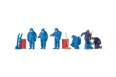 Preiser 10729: Pompiers. Combinaison de protection intégrale bleue