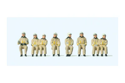 Preiser 10769: Feuerwehrmänner in moderner Einsatzkleidung, beige, sitzend