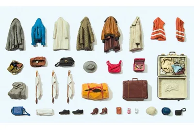 Preiser 17008: Kleidungsstücke, Warnwesten, Taschen