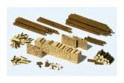 Preiser 17609: H0 Stämme & Holzscheite & Holzstapel