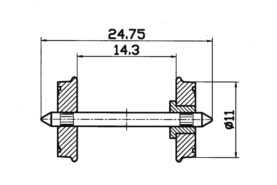 Eje montado RP25 aisl. 11mm