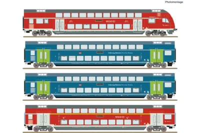 Roco 6210250: чотиричастинний набір: Двоповерховий вагон, DB AG