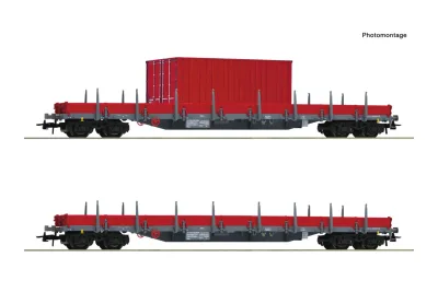 Roco 6600201: 2-elementowy zestaw: Wagon kłonicowy, DB AG