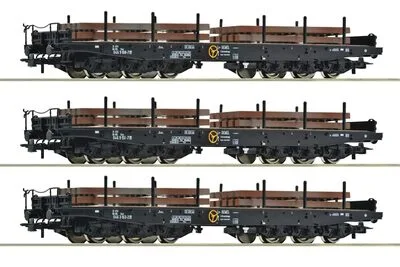 Roco 6600263: 3-piece set: Schwerlast-flat wagon, NS