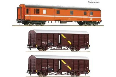 Roco 6600294: 3-elementowy zestaw: Wagon pocztowy "pociąg pospieszny pocztowy", ÖBB