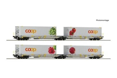 Roco 6600322: 2 részes szett 1: Csuklós kettős zsebes kocsi T2000, railCare