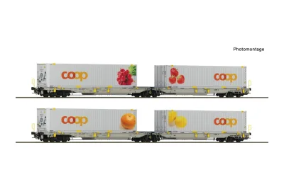 Roco 6600323: 2-tlg. Set 2: Doppeltaschen-Gelenkwagen T2000, railCare