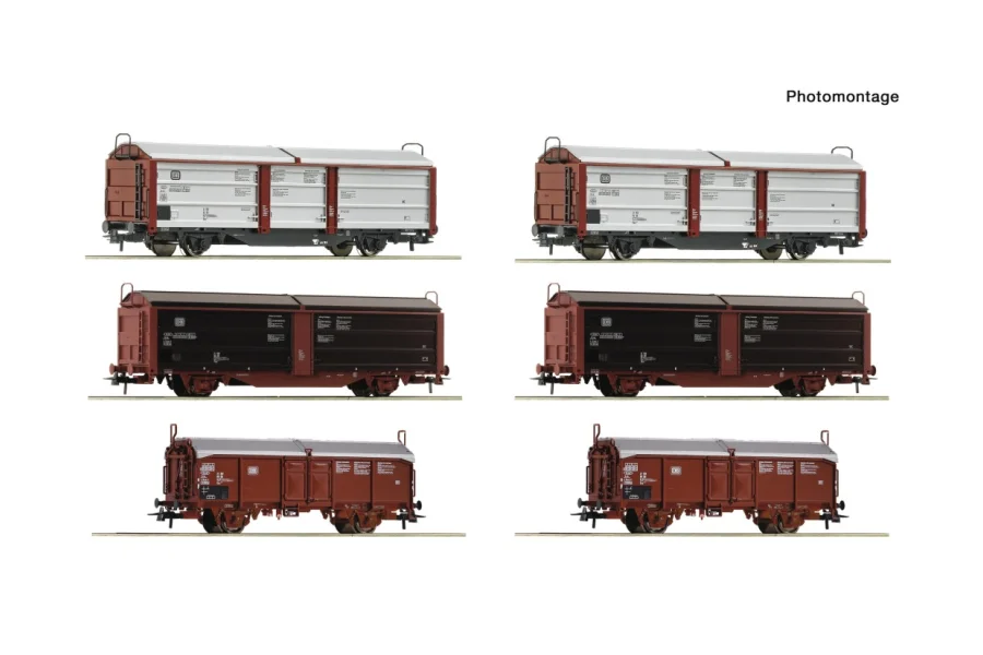6 részes display: Rangierbahnhof/tolótetős/tolóoldalfalú kocsi, DB