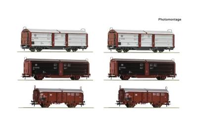 Roco 6600339: 6 részes display: Rangierbahnhof/tolótetős/tolóoldalfalú kocsi, DB