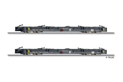 Tillig 05975: 2-tlg. Set: Schmalspur Rollwagen Rf4, DR (H0e)