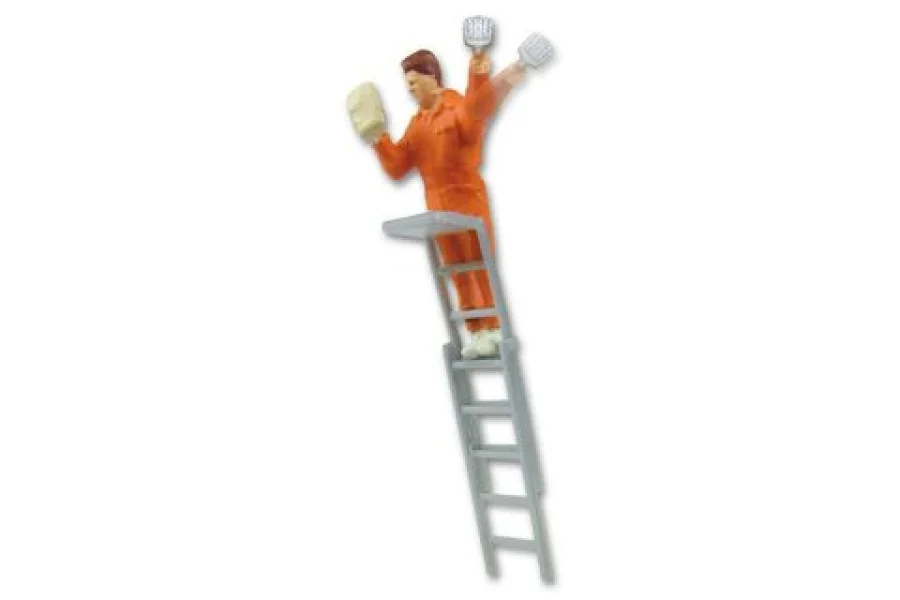 Pegacarteles en una escalera