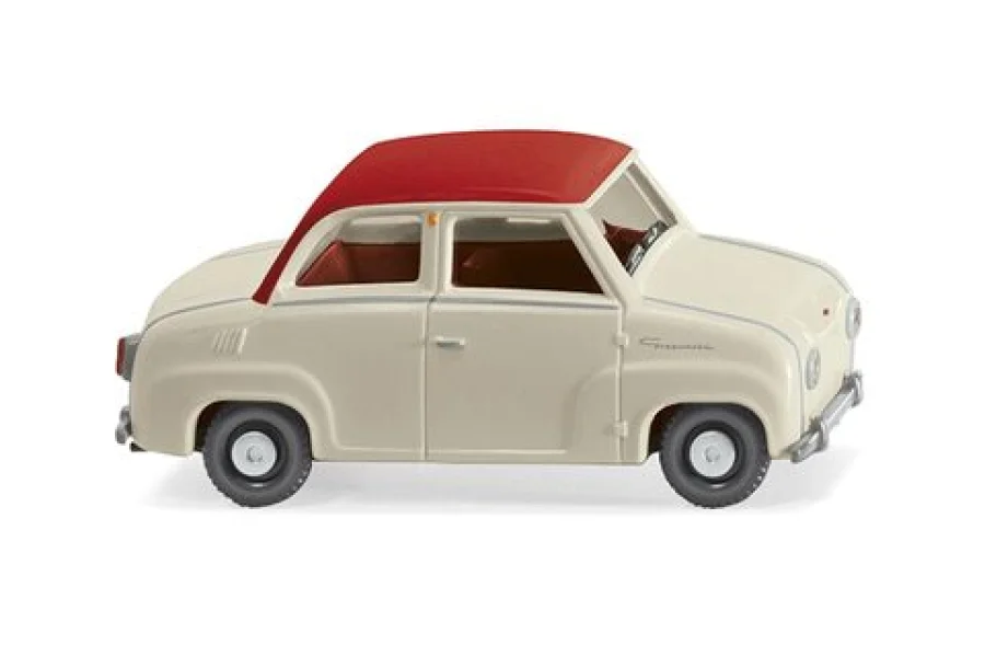 Glas Goggomobil - perlweiß/verkehrsrot