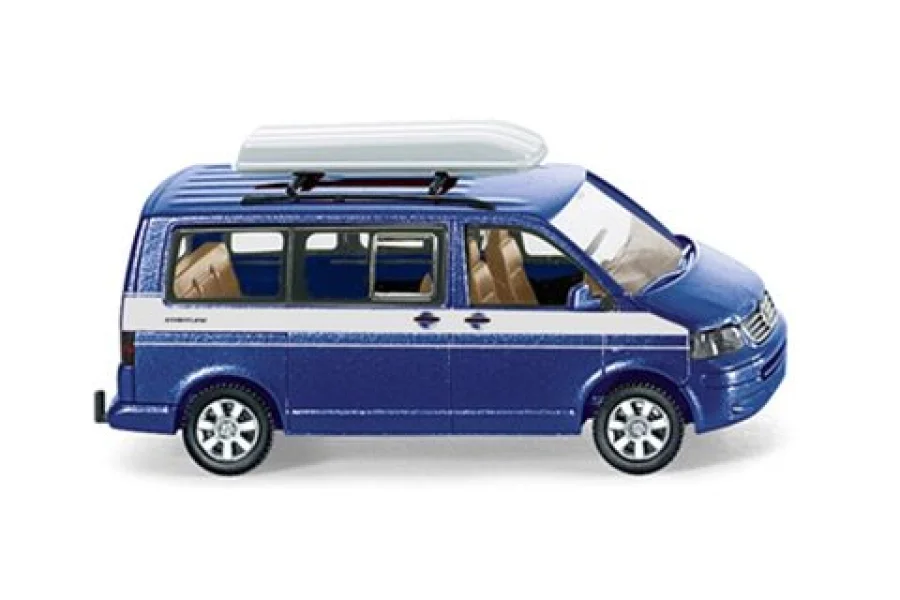 VW T5 Multivan mit Dachbox - shadowblue-met