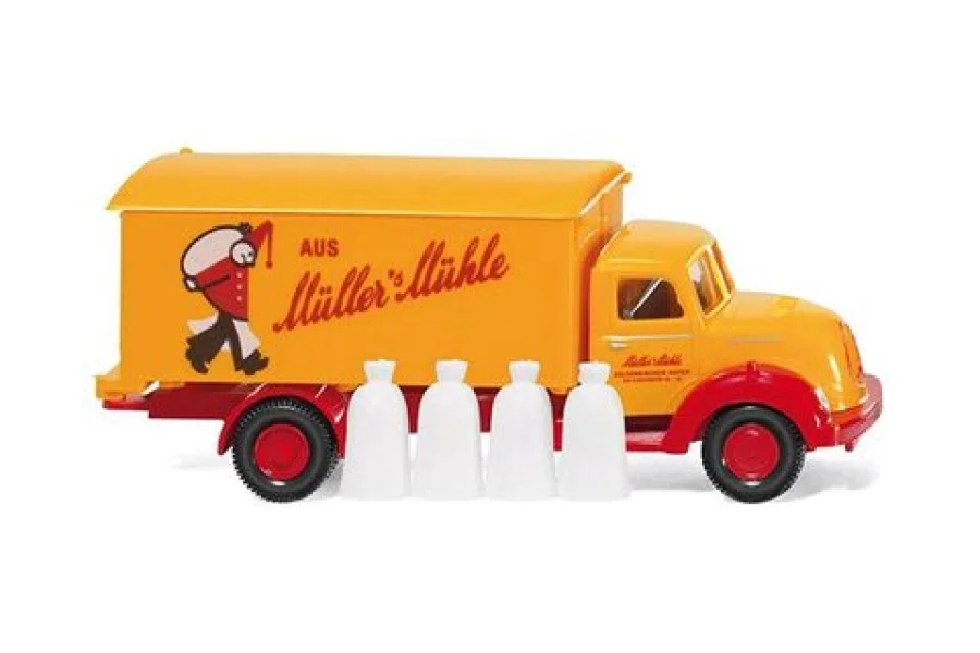 Nákladní vozidlo s kastlovým nástavkem (Magirus Sirius) "Müller´s Mühle"