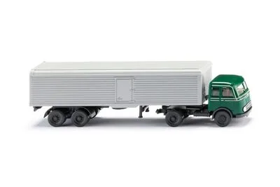 Wiking 055601: Sedlový tahač s kastlovým návěsem (MB Pullman) - mechově zelený