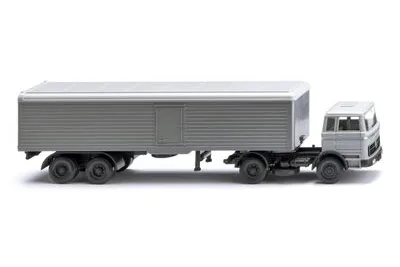 Wiking 055604: Autoarticolato con semirimorchio furgonato (MB 1620) - grigio argento
