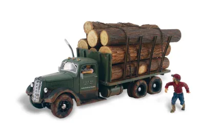 Woodland Scenics AS5553: H0 PKW Szene Tim Burr fährt das Rundholz ab
